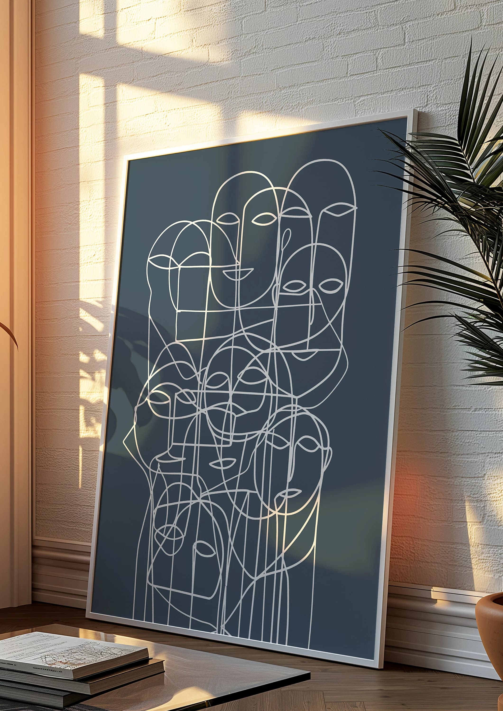 Abstract Line Art Faces Printable Wall Art