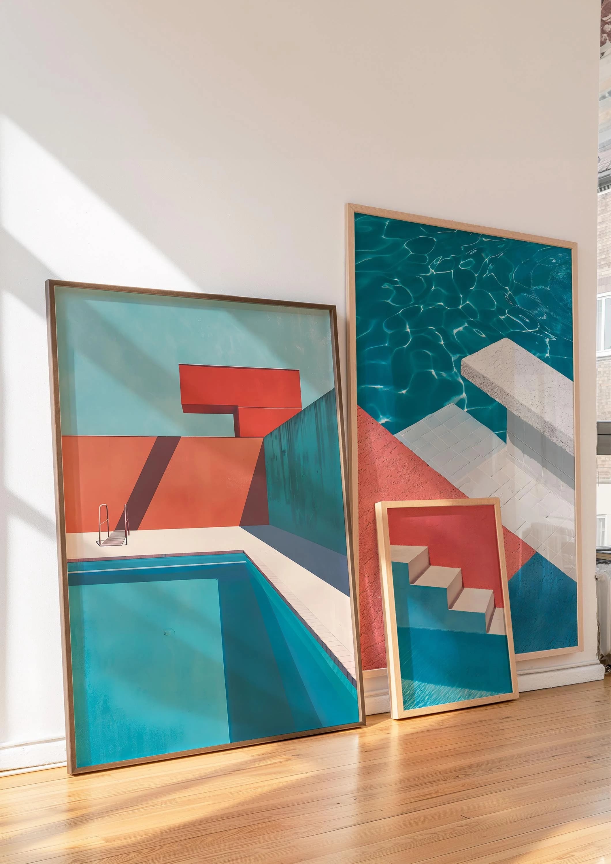 Poolside Wall Art Set of 3 Modern Architectural Abstract Art