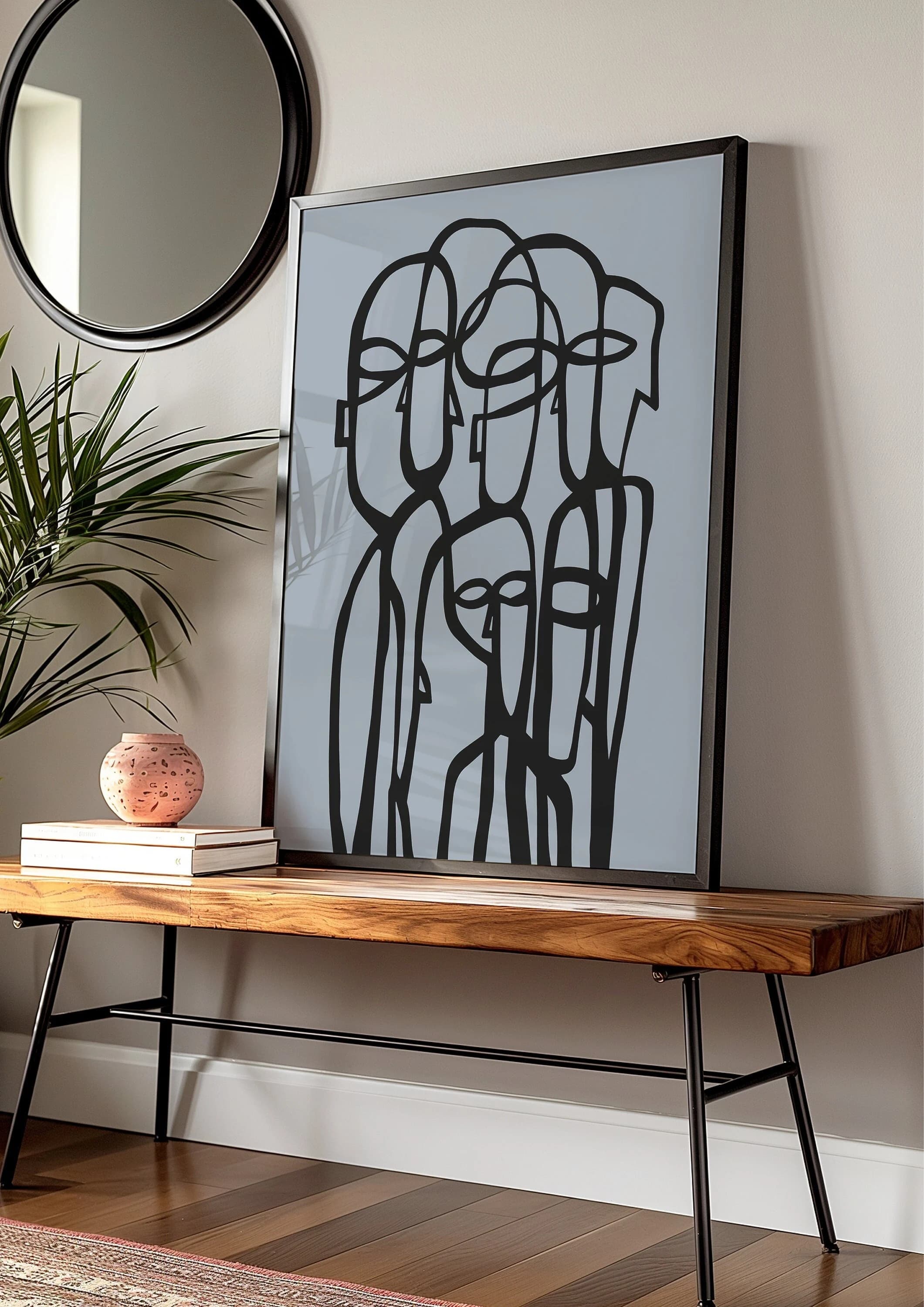 Abstract Line Art Faces Print Modern Minimalist Wall Art